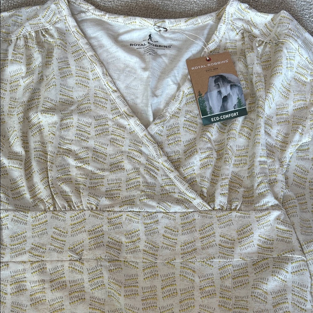 Royal Robbins White and Yellow Patterned dress